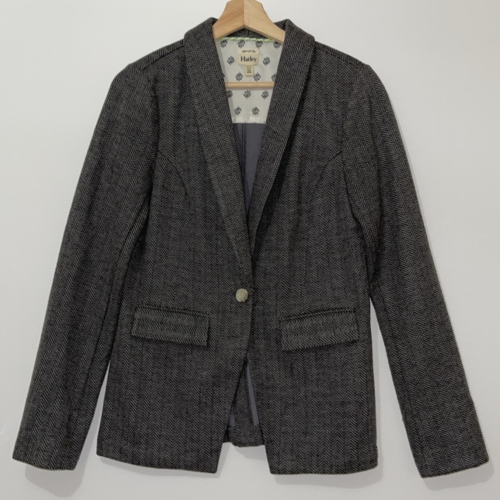 Hatley Perfect Fit Blazer Herringbone Charcoal Gray Medium